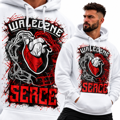BLUZA Z KAPTUREM SPORTY WALKI  WALECZNE SERCE